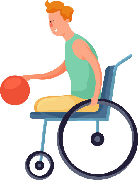 可爱的微笑残疾男孩在轮椅上玩耍图片下载