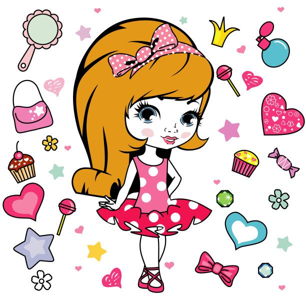 小女孩设计元素图片下载