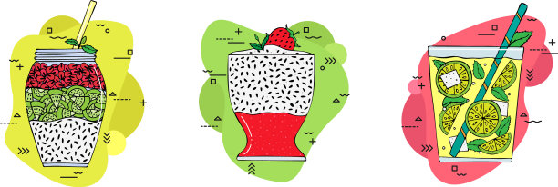 手画超级食物奶昔在一个杯子图片下载