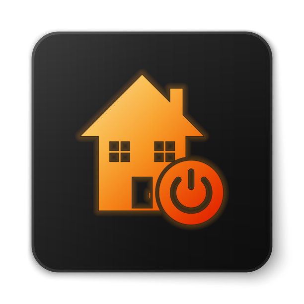 橙色发光的智能家居图标孤立在白色图片下载