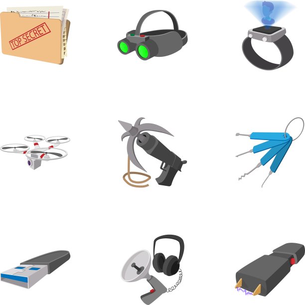 间谍图标设置卡通风格图片下载