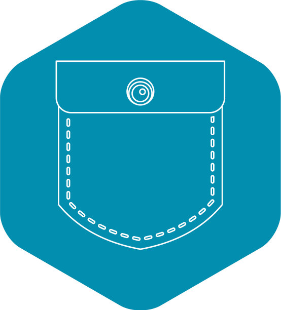 口袋与按钮图标轮廓风格图片下载