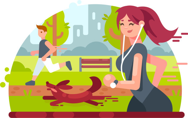 小女孩在公园里跑步图片下载