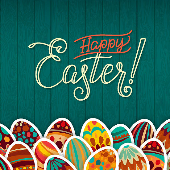复活节快乐贺卡深绿色木制图片下载
