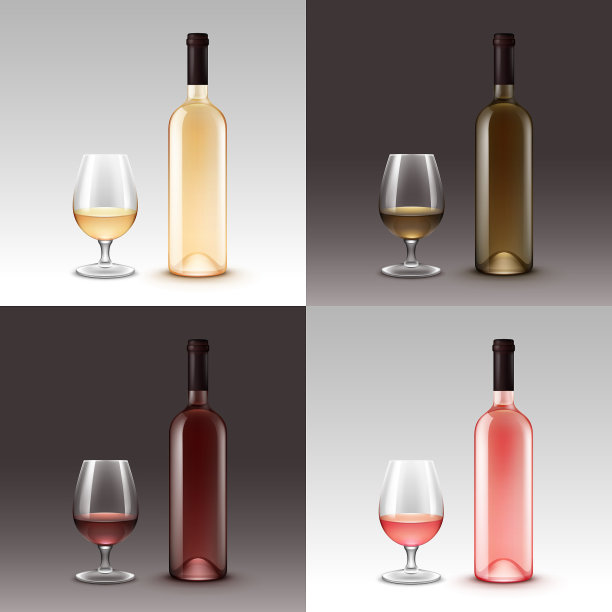 背景上的一组酒瓶和玻璃杯图片下载