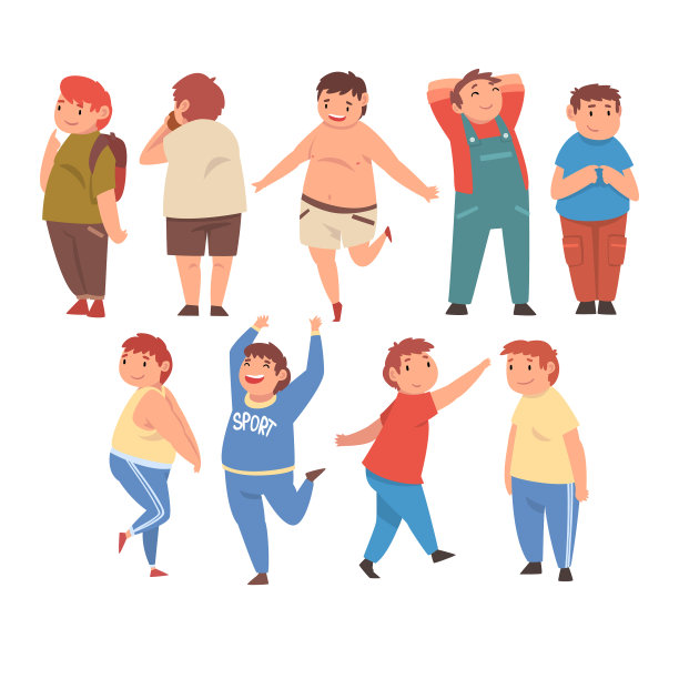 可爱微笑的胖男孩set欢快超重图片下载