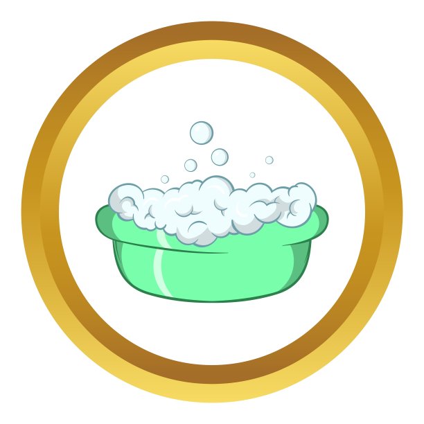 绿色婴儿浴与泡沫图标图片下载