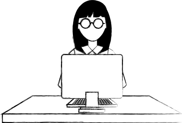 用户女性与电脑桌面图片下载