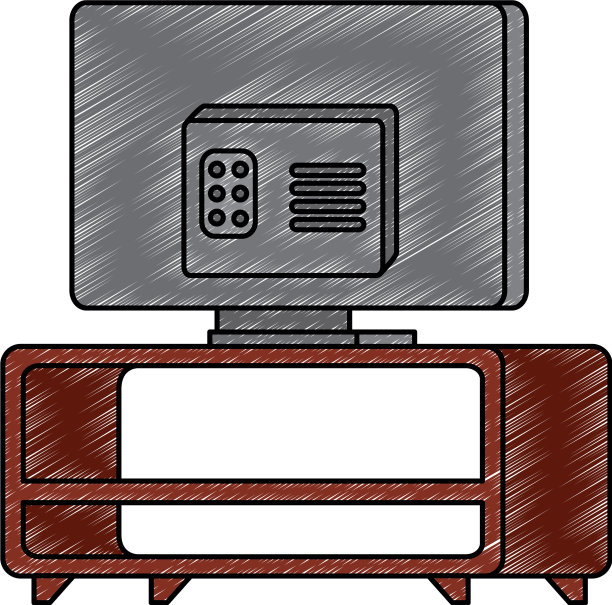 现代电视在桌子后面的木制图片下载