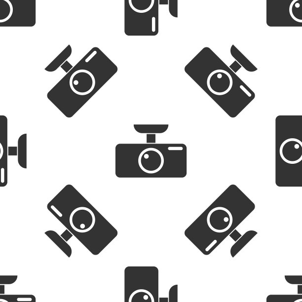 灰色汽车DVR图标隔离无缝模式上图片下载