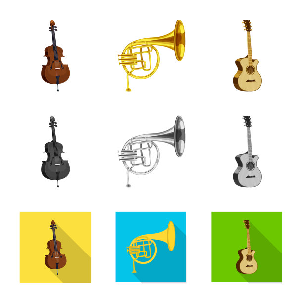 孤立对象音乐和曲调标志集图片下载