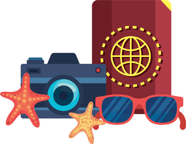 夏日太阳镜和带相机的护照图片下载