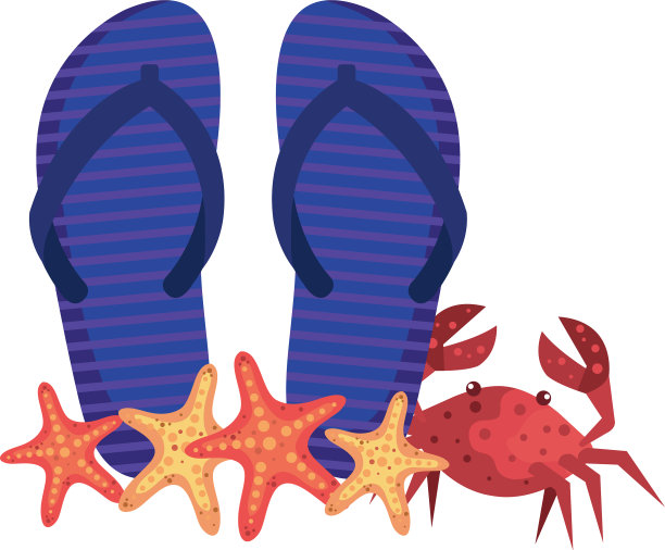 夏天的人字拖，螃蟹配海星图片下载