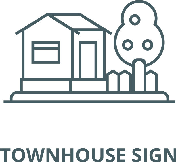 联排别墅标志线图标线性概念图片下载