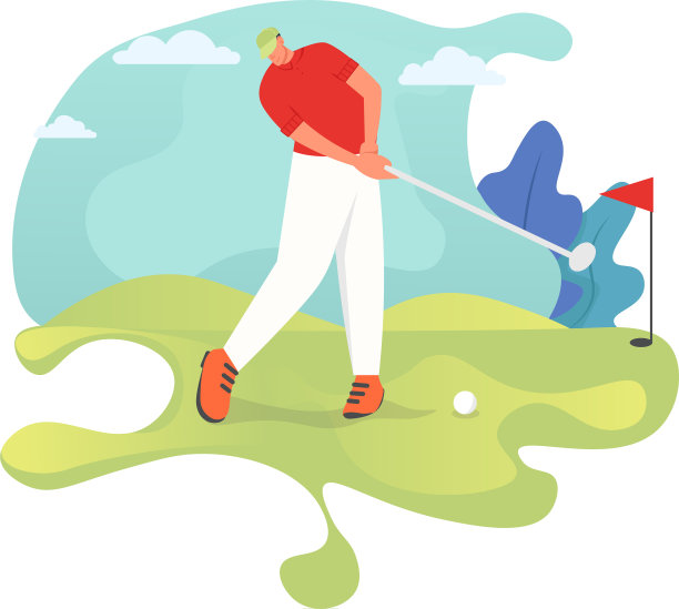高尔夫球手平面风格设计图片下载
