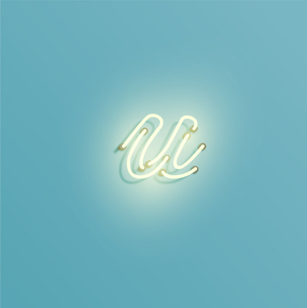 逼真的霓虹灯字符从一个字体图片下载