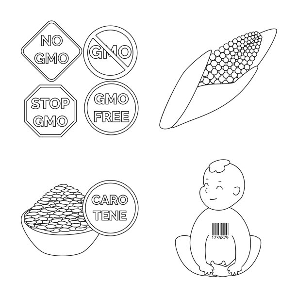 分离对象的遗传和科学图标集图片下载