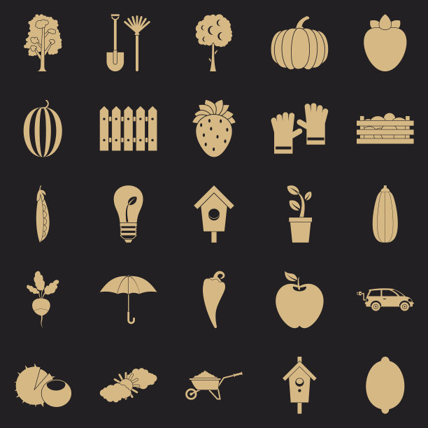 收集蔬菜图标设置简单风格图片下载