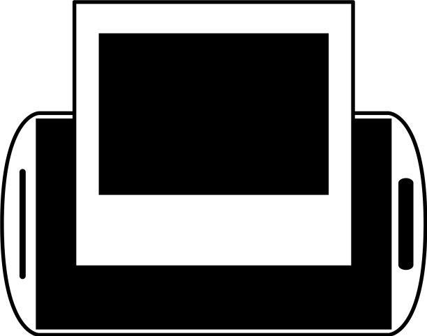 智能手机与即时风景照片在黑色图片下载