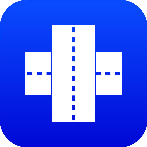 两条路图标数字蓝色图片下载