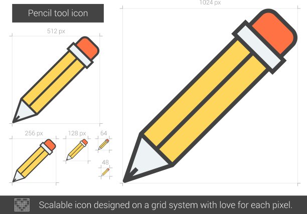 铅笔工具线图标图片下载