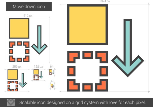 向下移动线条图标图片下载