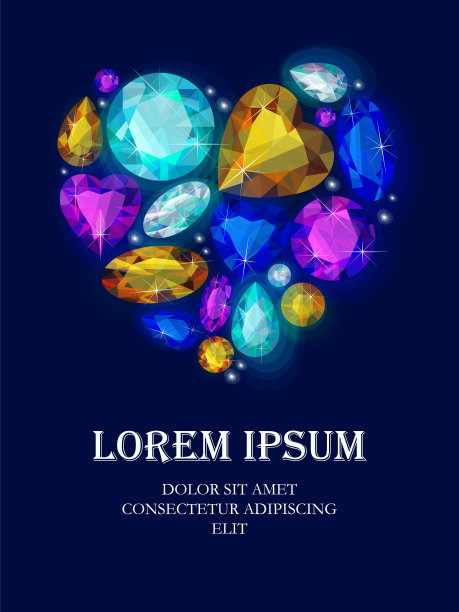 贺卡与闪闪发光的宝石图片下载