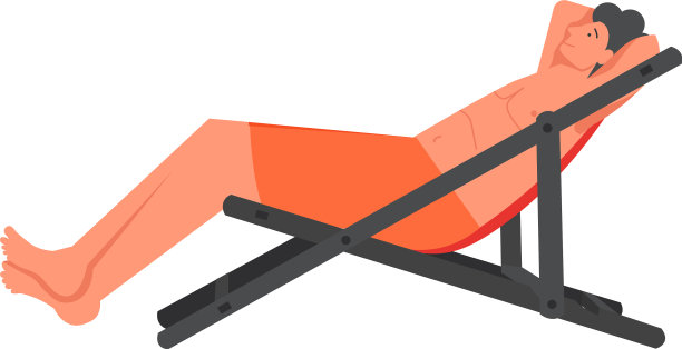 男子日光浴躺椅长扁平风格图片下载