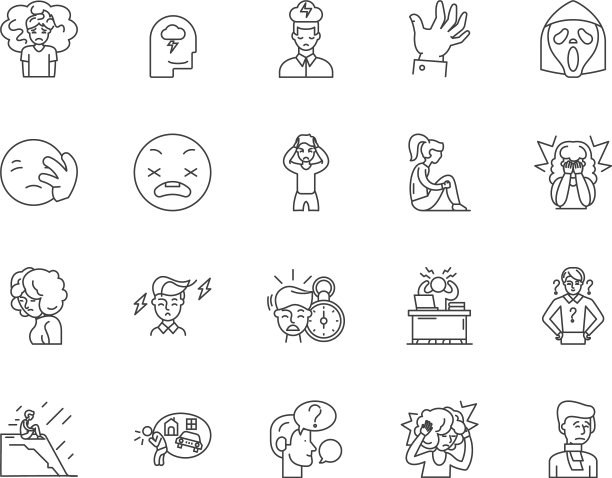 抑郁线图标标志设置轮廓图片下载