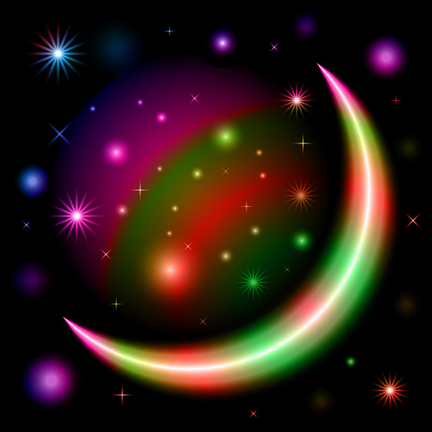 抽象多彩的月形空间设计图片下载