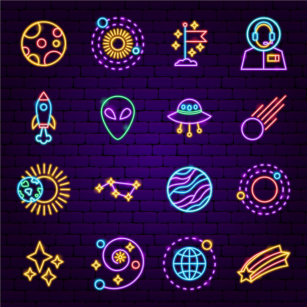 宇宙霓虹灯图标图片下载