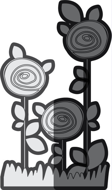 单色剪影玫瑰种植的叶子图片下载