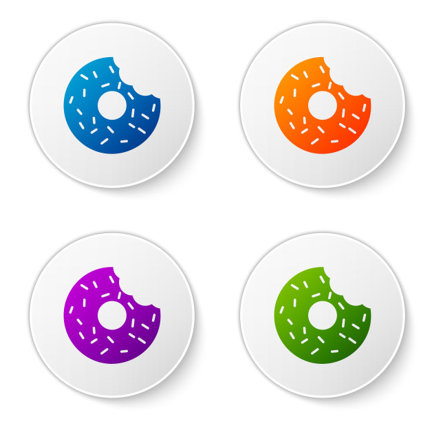 彩色甜甜圈与甜釉图标隔离图片下载