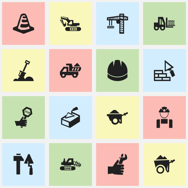 一组16可编辑的建设图标包括图片下载