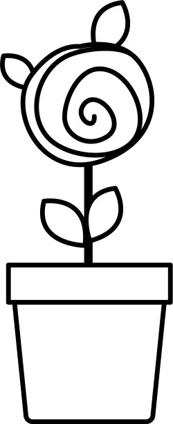 剪影画小玫瑰与叶和茎图片下载