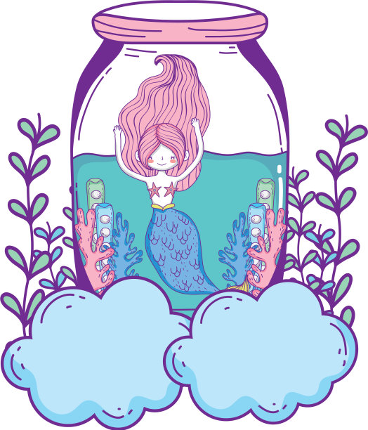 美丽的美人鱼在云童话人物图片下载