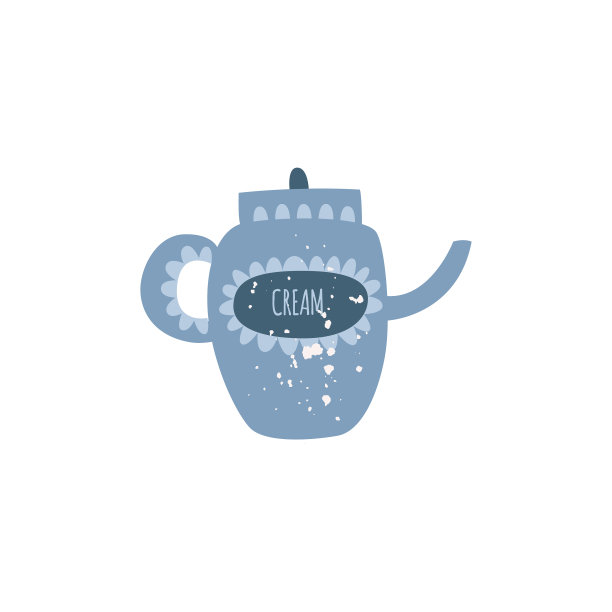 覆盖陶瓷茶壶或奶油在平面卡通图片下载
