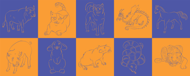 公牛猫狗龙马猪兔子老鼠图片下载