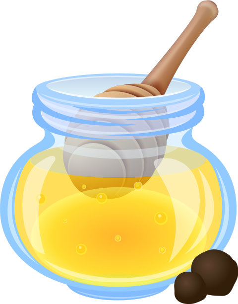 勺子在蜂蜜罐图标卡通风格图片下载