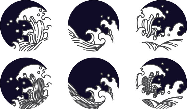 大波浪线标志泰国和日本的模板图片下载