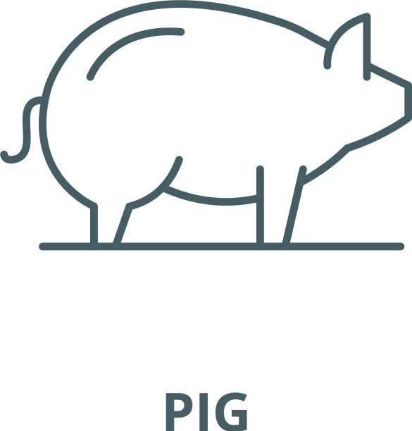 猪线图标线性概念轮廓标志图片下载