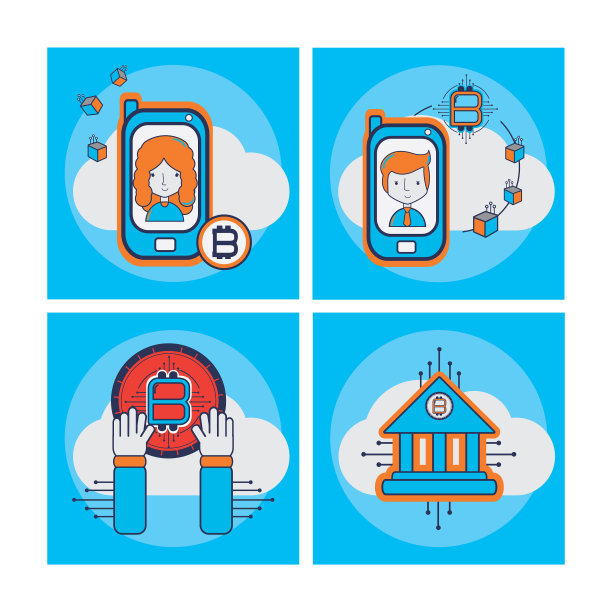 比特币卡和横幅的集合图片下载