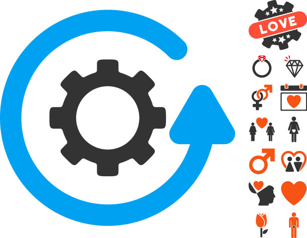 齿轮旋转方向图标与爱奖金图片下载