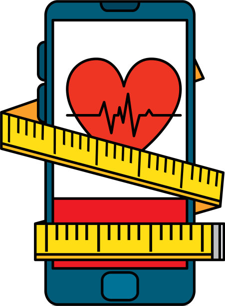 智能手机配心脏和卷尺图片下载