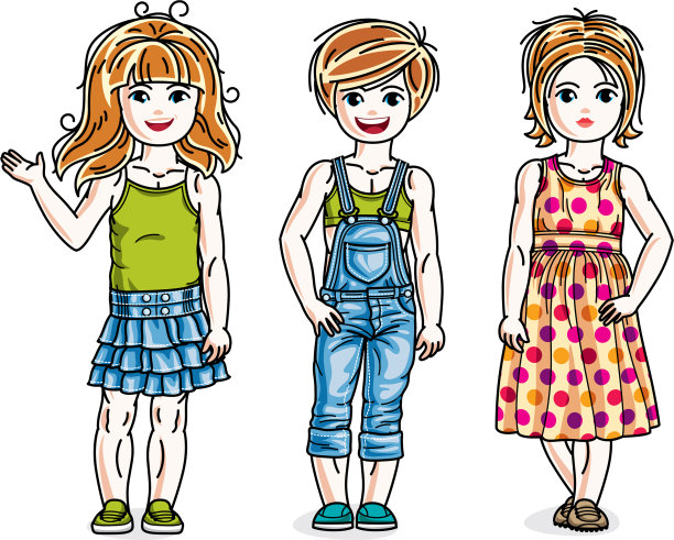 可爱的小女孩们成群地站着穿图片下载