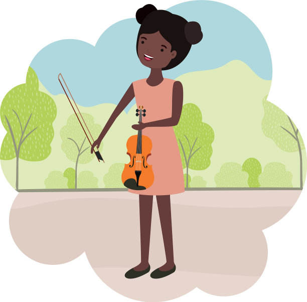 带着小提琴的女人在景观化身的角色图片下载