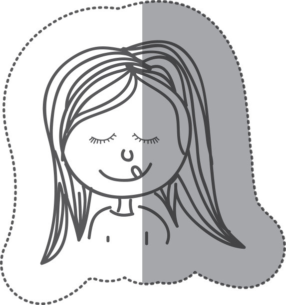 贴纸剪影半身体漫画女孩图片下载