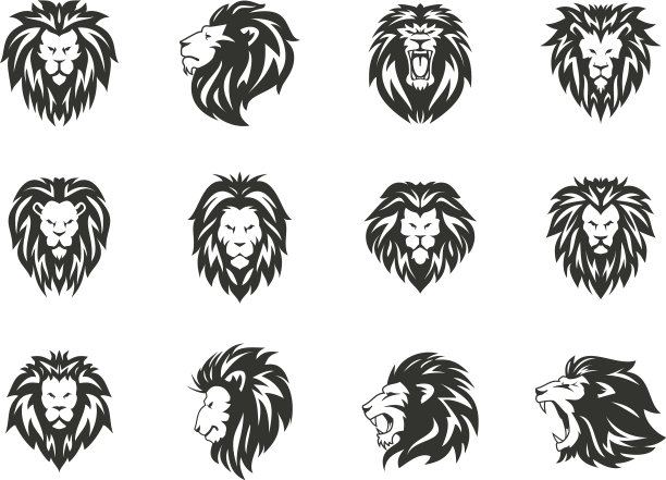 设置黑色纹章狮子符号上的白色图片下载