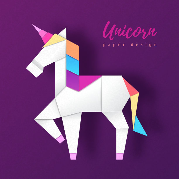 幻想动物马独角兽剪纸艺术图片下载