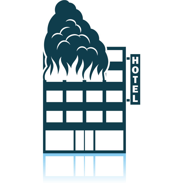 酒店建筑在火的图标图片下载